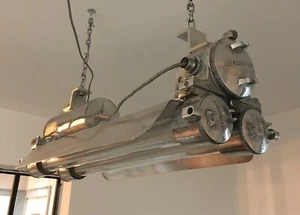 Vintage Korean Daeyang Explosion-Proof Twin Fluorescent Light Maritime Nautical - Picture 1 of 12