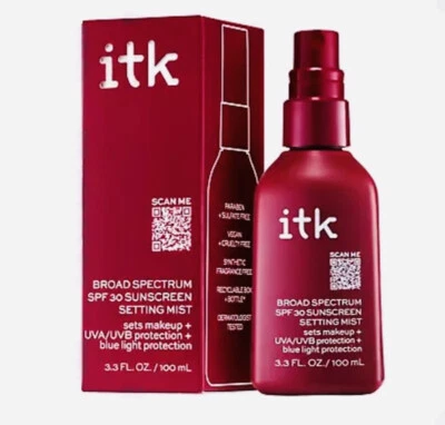  ITK Broad Spectrum SPF 30 Protector Solar Setting Mist Vitamina E | Seguro para Arrecifes, 3.3 OZ Foto 1 de 4