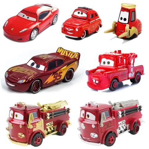 Disney Pixar Cars McQueen Mater Firetruck 1:55 Diecast Model Car Toys Gift Cover