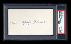 EARL SPARKY ADAMS SIGNED INDEX CARD PSA/DNA AUTO 1931 ST LOUIS CARDINALS WSC