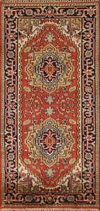 Orange/ Navy Blue Heriz Serapi Oriental Area Rug 3x6 Wool Handmade Foyer Carpet - Picture 1 of 12