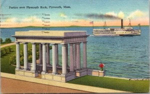 Postal de colección pórtico cubierta Plymouth Rock Massachusetts MA envío R215 - Imagen 1 de 2