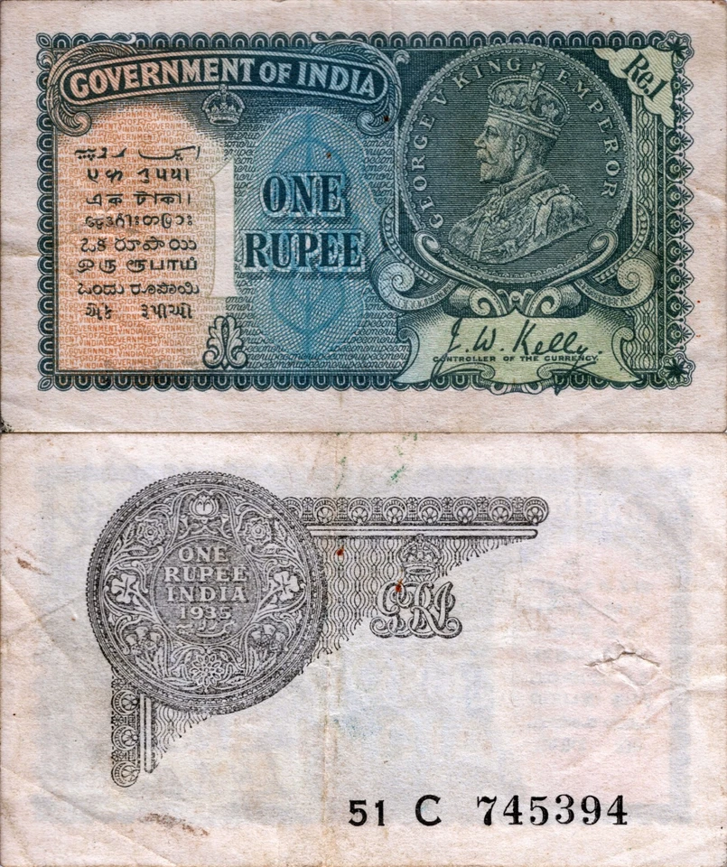 Billete de una rupia de la India británica 1935 P-14a Foto 1 de 1