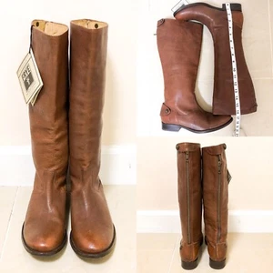 Pre-Owned Women's Frye | Melissa Button Back Zip Leather Boots, Brown, Sz. 8.5B - Picture 1 of 8