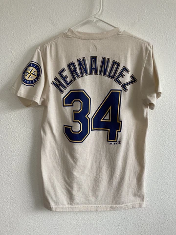 Majestic Seattle Mariners Felix Hernandez #34 Men's XS Cream Sunday Jersey Shirt Cover