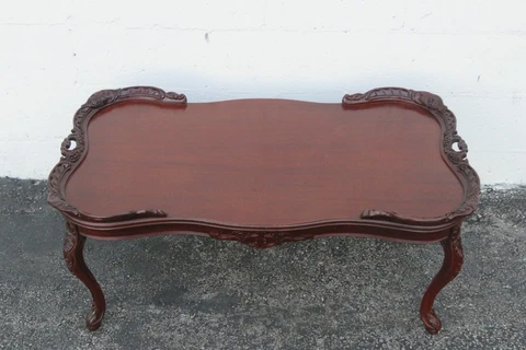 1940s Mahogany Hand Carved Coffee Table 2556 Cover