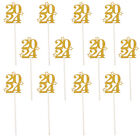 2024 New Year Cake 0pcs Gold Glitter Cupcake Party Supplies