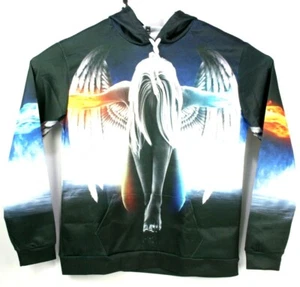 Herren Hoodie Größe 3XL 4XL Sweatshirt Engel geflügelt Feuer und Eis Grafik Neu ohne Etikett - Bild 1 von 12