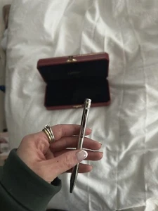 SANTOS DE CARTIER TWO TONE PALLADIUM FINISH BALLPOINT PEN NEW 100% GENUINE ~$485 - Picture 1 of 7