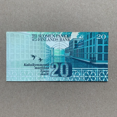 Finland 20 Markkaa Abstract Banknote 1993 Finnish Currency Paper Money European Cover
