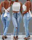 Damenjeans hochtailliert elastisch Skinny Jeans Damen Freizeit Denim lange Hose