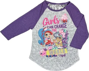 Camiseta Shopkins Niños Púrpura Blanca Manga 3/4 Poliéster Gráfico SPK Talla XS 4/5 - Imagen 1 de 3