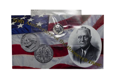 1996 -W Roosevelt Dime 10c BU in Mint Cello w/ COA Cover