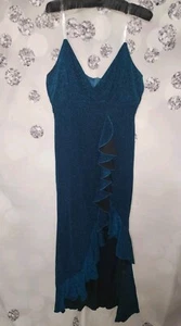 NWT | Viwenni Dress | Size XL | TEAL | Sparkle | Ruffled | Clear Straps - Picture 1 of 6