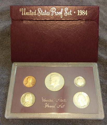 1984 S US Mint Proof Set 5 Coins Original Box Cover