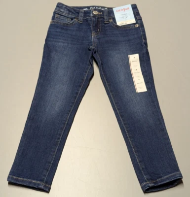 Pantalones de mezclilla Cat and Jack para niñas ajustados tiro medio lavado oscuro - líneas (elige la talla) Foto 1 de 2