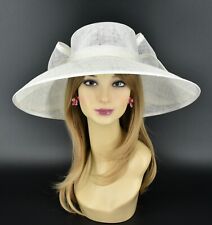 M95( Off-white )Kentucky Derby Church Wedding Royal Ascot Wide Brim Sinamay hat