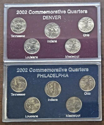 2002 Commemorative Philadelphia &Denver Uncirculated State Quarter Sets w/COA - Image 1 of 4