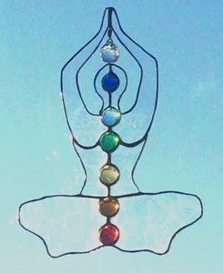 THE CHAKRA BUDDHA Authentic Stained Glass Handmade YOGA MEDITATION SUNCATCHER - Picture 1 of 24