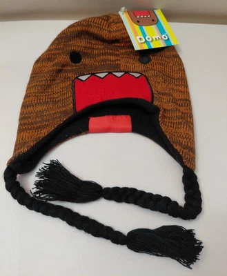 全新 带标签 Domo Kun 针织捕手帽子 抓绒内衬 豆豆 儿童 均码 — 第 1/4 张图片