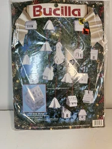 Bucilla 1993 Plastic Canvas Kit Little Snow Village Christmas Ornaments  61166 - Picture 1 of 2