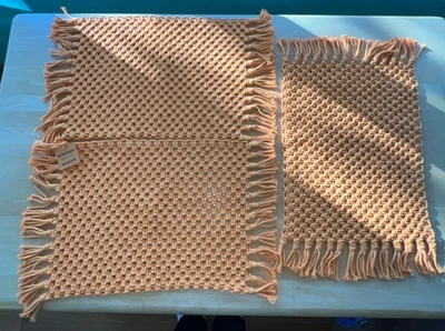 Boho Camping/Picnic Placemats Set 5 Orange Cotton 13”x23” Handmade Unused - Image 1 of 4