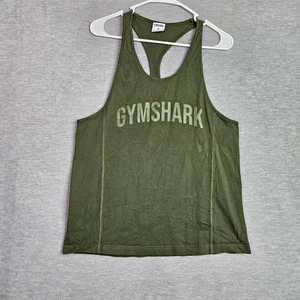 Gymshark Herren Power Stringer Moos Olivgrün Logo Hellbraun Top Gr. M - Bild 1 von 8