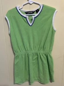 Lands End Girls Jumper Dress Neon Green Terry Cloth Swim Cover Up 4T - Picture 1 of 4