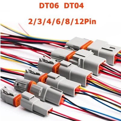 DT06 DT04 2/3/4/6/8/12 Pin Electrical Wire Connector Plug Kit With Cable 15cm - Image 1 of 4