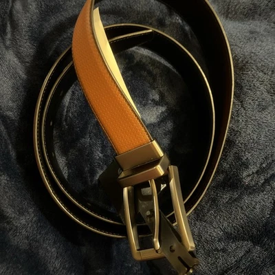 Cinto de couro sintético reversível masculino Alfani bronzeado/preto tamanho G (38-40) US$ 39,50 - Imagem 1 de 4