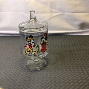 VINTAGE MICKEY UND MINNIE GLAS SOCKEL BONBONIERE - Bild 1 von 10