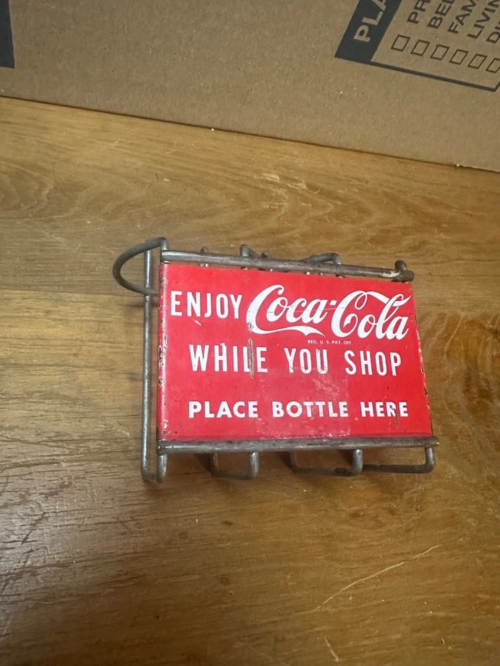 Винтажная тележка для покупок Coca Cola на две бутылки держатель 1950-е США - Изображение 1 из 4