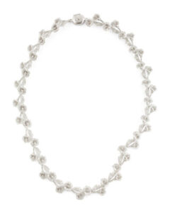 ARIVA Sterling Silver And White Gold Floral Collar Necklace