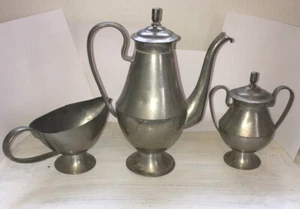 3PCS Vintage banka tinwerk toko brastagi palembang Tea Pot,Sugar,Milk,Indonesia - Picture 1 of 11