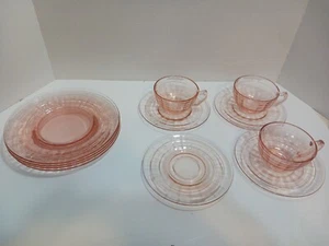 11 Pc Pink Fostoria Fairfax Tea / Coffee Set 1 Cup Small Chip - Picture 1 of 12