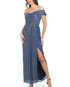 ALEX EVENINGS 18 Off-the-shoulder Gown with Waist Embellishment NWT $249 - Picture 1 of 3