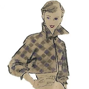 50er Jahre Schnittmuster: hoher Kragen, Bolerojacke und gefüttert - Brustumfang = 36" (91,4 cm) - Bild 1 von 1