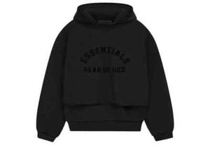 Fear Of God Essentials Nylon Fleece Hoodie Jet Black S - Picture 1 of 4