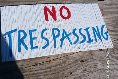 No Trespassing Sign Painted Wood Sign 14"×8" English Or Spanish  - Image 1 of 4