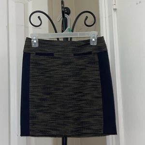 Ann Taylor loft skirt 2p petite straight pencil above knee brown black - Picture 1 of 3