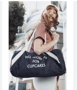 Will Workout für Cupcakes jeansblau Seesack Fitnessstudio Reisetasche Handgepäck Reißverschluss - Bild 1 von 8