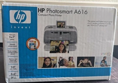 HP Photosmart A616 Compact Photo Printer NIB Q7112A New in Box Sealed - Image 1 of 4