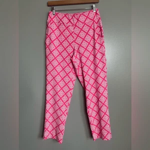 Katherine Way rosa weiß bedruckte Knöchelhose Größe 6 Island adrette Resortkleidung - Bild 1 von 9