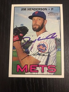 JIM HENDERSON Signed 2016 Topps Heritage High Number Baseball Card 512 METS AUTO