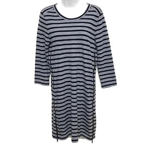 Vestido J Crew para mujer XS a rayas cremallera lateral camisa azul tejido metal cremallera elástica - Imagen 1 de 9