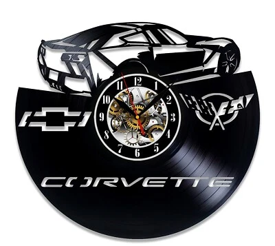 Reloj de pared de vinilo Chevrolet Corvette decoración del hogar diseño artístico mejor regalo cumpleaños Foto 1 de 3