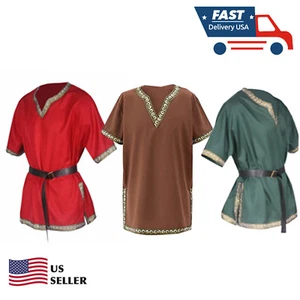Mens Knight Tunic medieval renaissance costume Halloween Vintage Cosplay - Picture 1 of 11