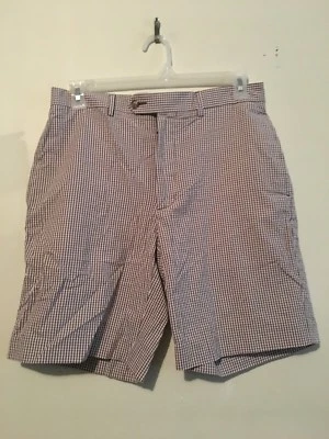 Pantalones Cortos Hombre DANIEL CREMIEUX Talla 33 Marrón Blanco Cuadros 100% Algodón Foto 1 de 2
