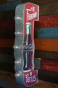 "Letrero de pared con bombilla LED de metal Coca-Cola 25"" en forma de botella de Coca-Cola carpa de doble cara" - Imagen 1 de 6