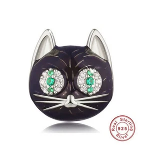 Charm Perle 925 Silber Katze Kopf Steinchen - Anhänger für Armband - Bild 1 von 1